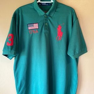 Ralph Lauren, Polo Shirt, USA 3, Green, Size XL